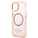 Guess Guess coque arriere rigide pour iPhone 14 & 13 - Gold Buttons & Camera - Magsafe Compatible - Translucide - Rose
