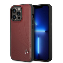 Mercedes-Benz coque arrière rigide pour iPhone 14 Pro - Genuine Leather - New Wave III - Rouge