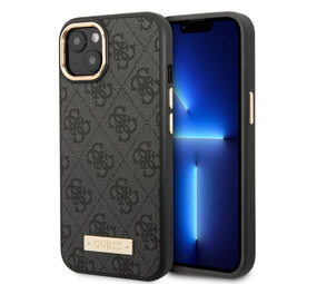Guess Guess iPhone 14 & 15 Plus Hardcase-Ruckseite - 4G - Gold Camera & Buttons - Magsafe Compatible - Grau Guess Guess iPhone 14 & 15 Plus Hardcase-Ruckseite - 4G - Gold Camera & Buttons - Magsafe Compatible - Grau