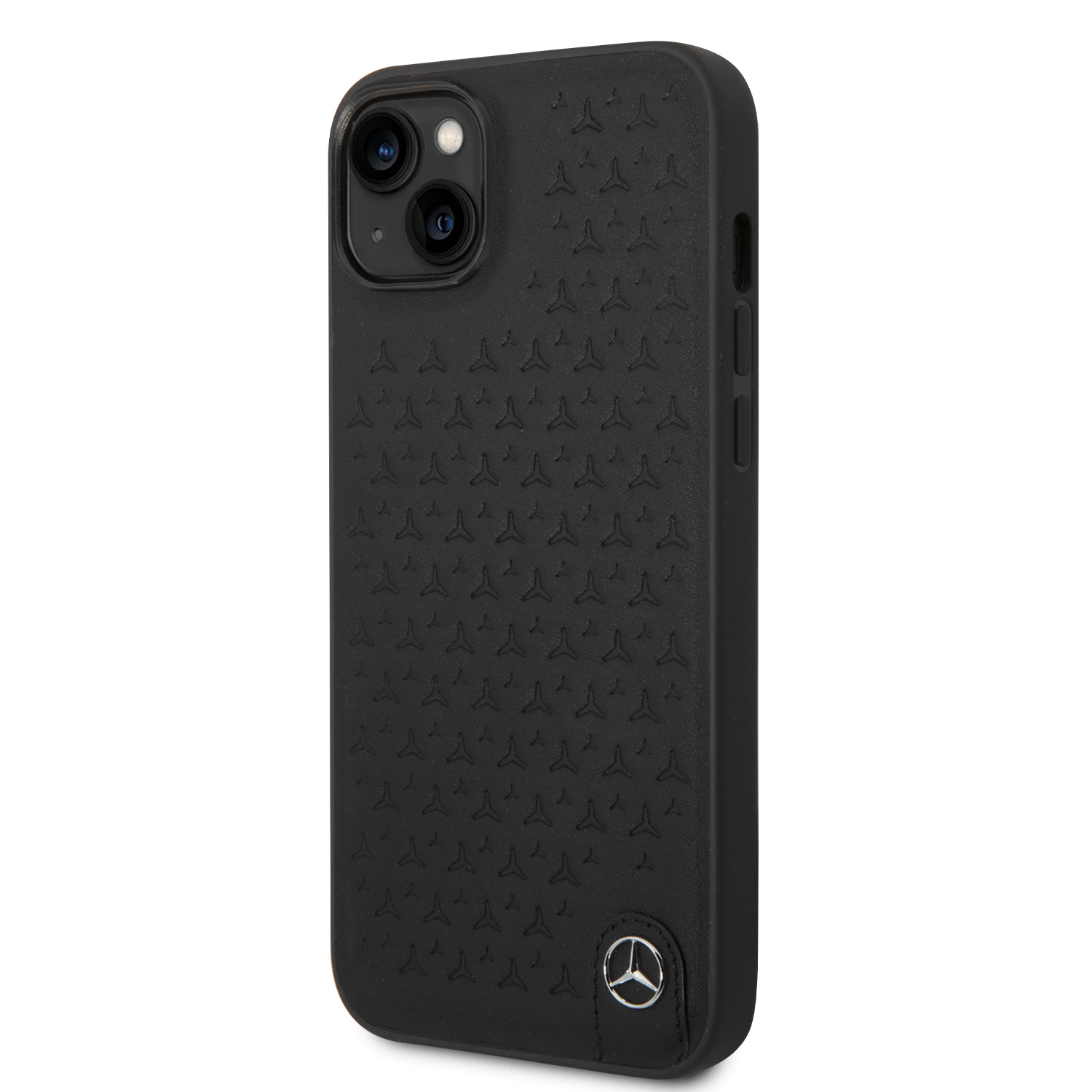Mercedes-Benz Mercedes-Benz iPhone 14 & 15 Plus Hardcase Backcover - Genuine Leather - Star Pattern - Zwart, foto 2 van 6