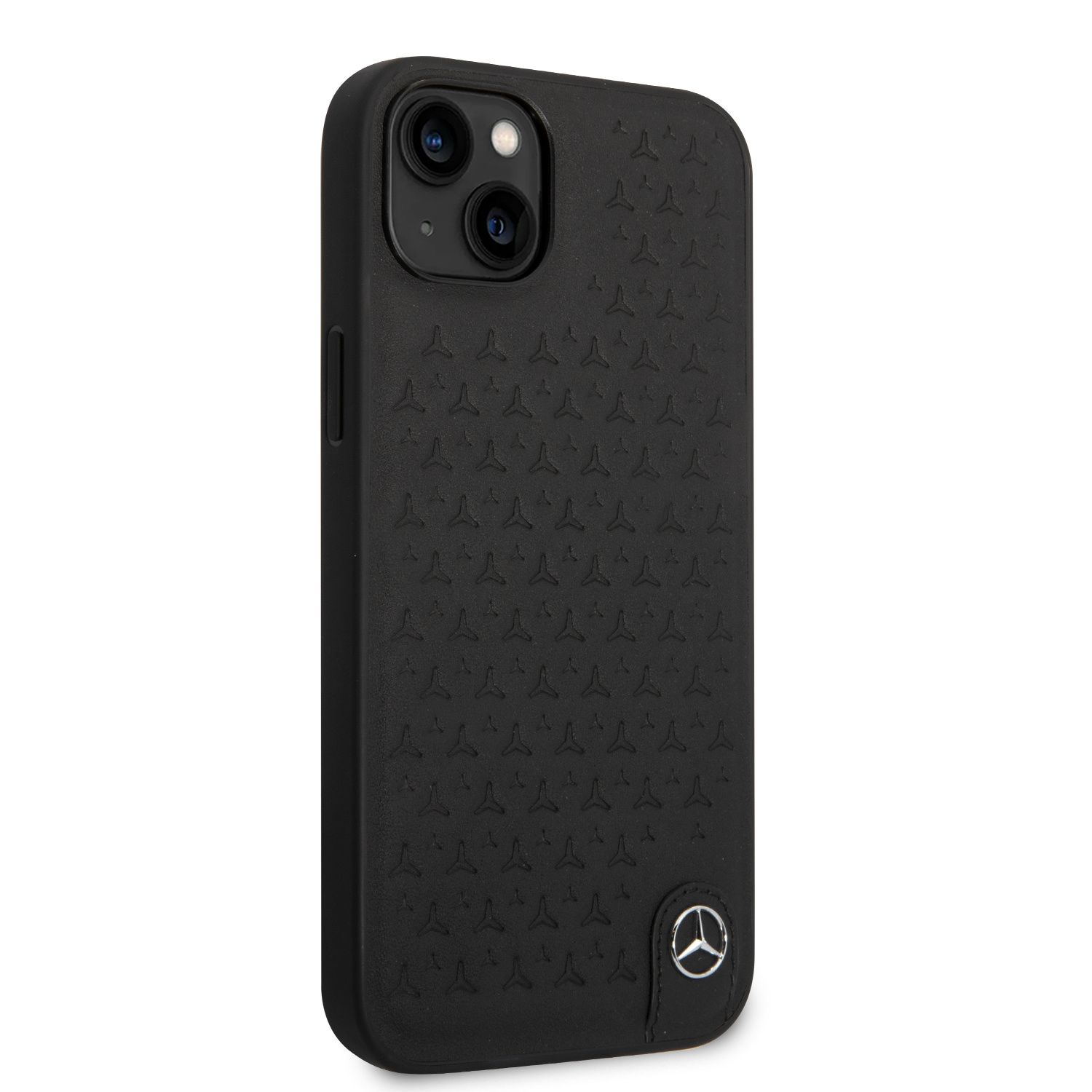 Mercedes-Benz Mercedes-Benz iPhone 14 & 15 Plus Hardcase Backcover - Genuine Leather - Star Pattern - Zwart, foto 4 van 6