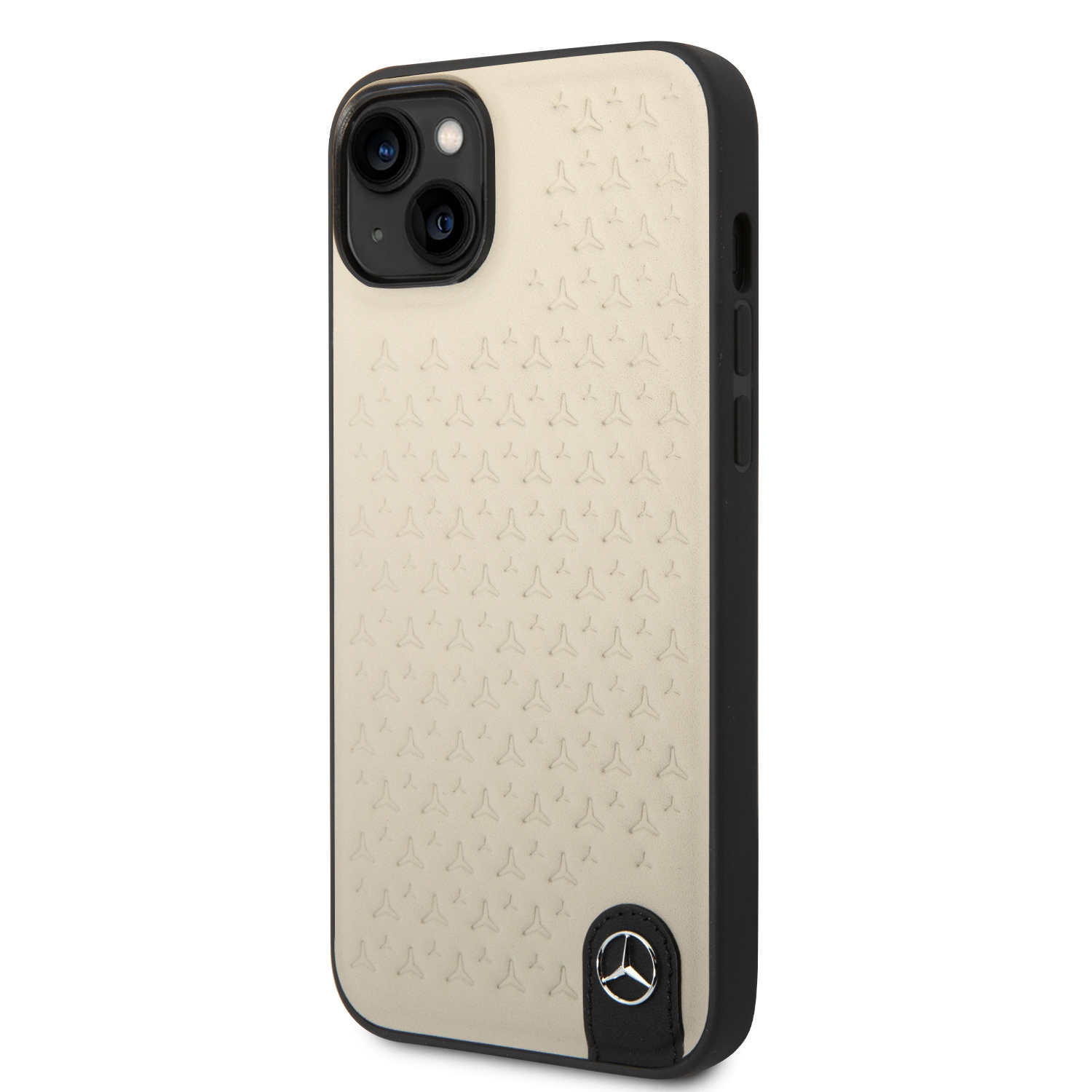 Mercedes-Benz Mercedes-Benz iPhone 14 & 15 Plus Hardcase Backcover - Genuine Leather - Star Pattern - Beige, foto 2 van 6