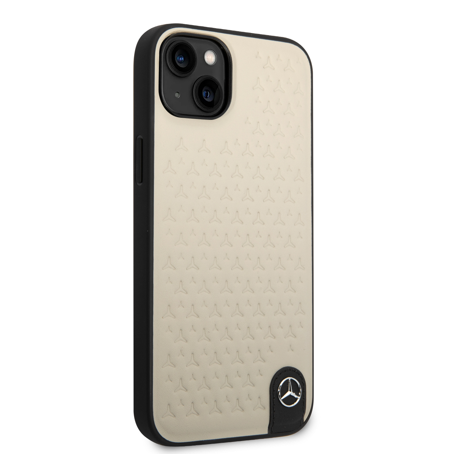 Mercedes-Benz Mercedes-Benz iPhone 14 & 15 Plus Hardcase Backcover - Genuine Leather - Star Pattern - Beige, foto 4 van 6