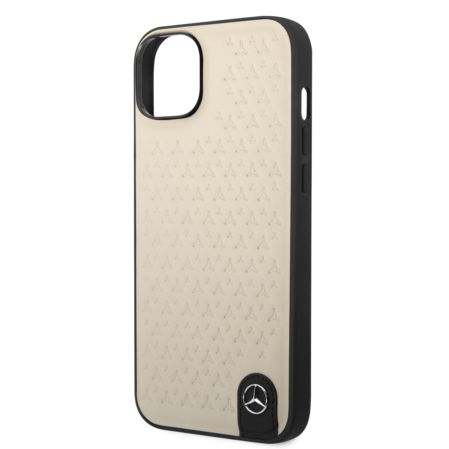 Mercedes-Benz Mercedes-Benz iPhone 14 & 15 Plus Hardcase Backcover - Genuine Leather - Star Pattern - Beige, foto 5 van 6