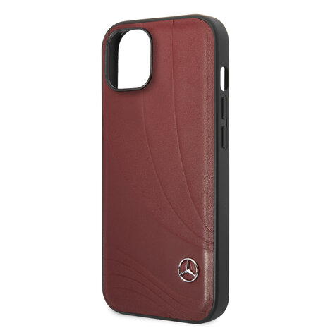 Mercedes-Benz Mercedes-Benz iPhone 14 & 15 Plus Hardcase-Ruckseite - Genuine Leather - New Wave III - Rot Mercedes-Benz Mercedes-Benz iPhone 14 & 15 Plus Hardcase-Ruckseite - Genuine Leather - New Wave III - Rot