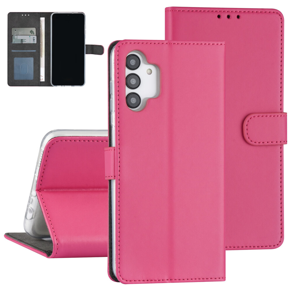 Samsung Galaxy A13 4G Book-Case hul - Kartenhalter für 3 Karten - Magnetverschluss - Hot Pink Samsung Galaxy A13 4G Book-Case hul - Kartenhalter für 3 Karten - Magnetverschluss - Hot Pink