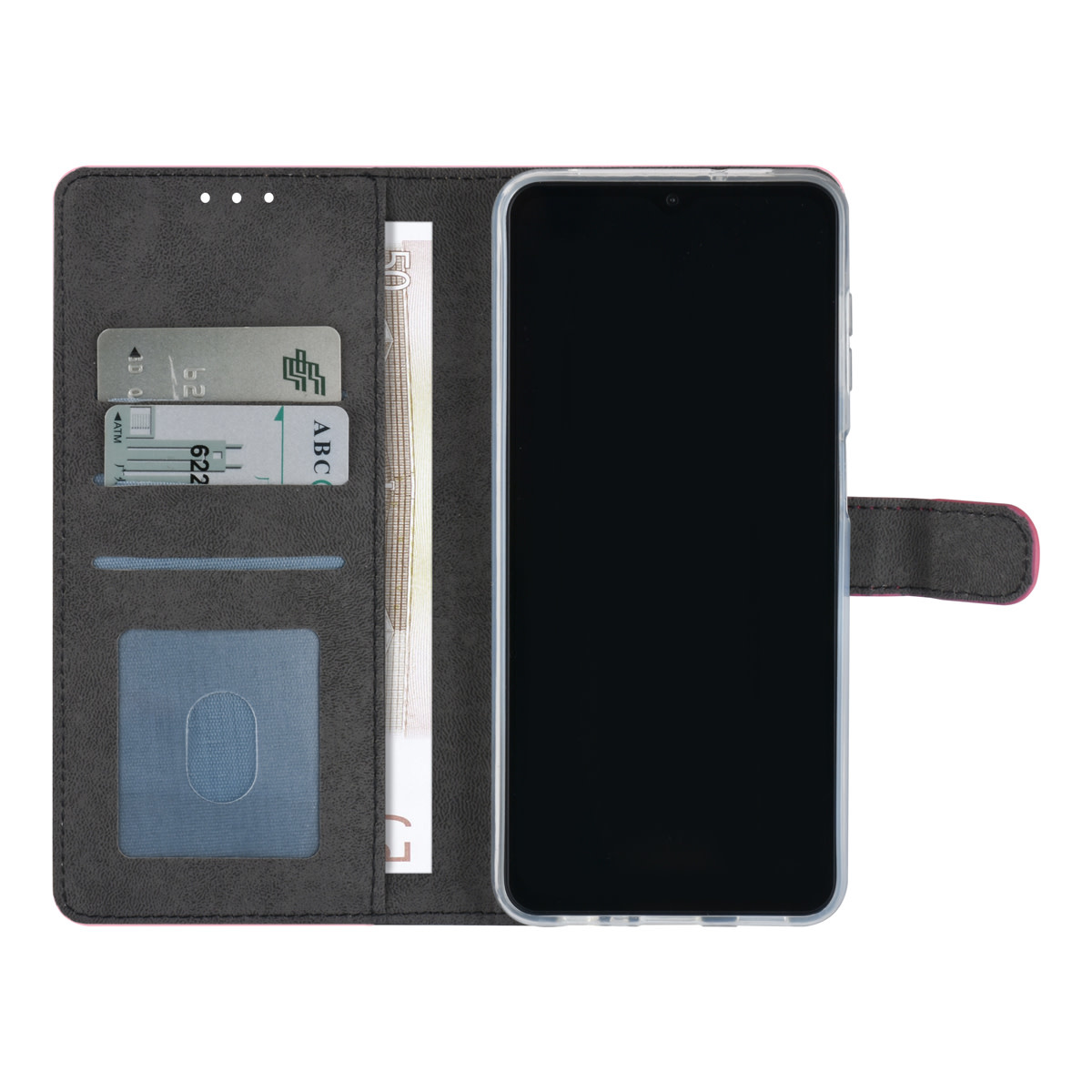 Samsung Galaxy A13 4G Book Case hoesje - Pasjeshouder voor 3 pasjes - Magneetsluiting - Felroze, foto 4 van 4