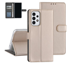Samsung Galaxy A23 Book Case hoesje - Pasjeshouder voor 3 pasjes - Magneetsluiting - Goud Samsung Galaxy A23 Book Case hoesje - Pasjeshouder voor 3 pasjes - Magneetsluiting - Goud