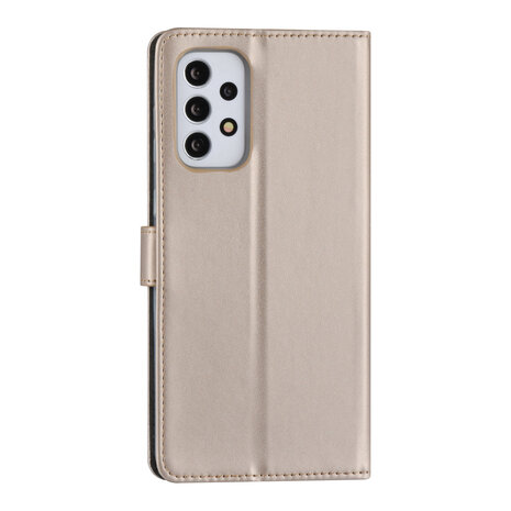 Samsung Galaxy A73 5G Book Case hoesje - Pasjeshouder voor 3 pasjes - Magneetsluiting - Goud Samsung Galaxy A73 5G Book Case hoesje - Pasjeshouder voor 3 pasjes - Magneetsluiting - Goud