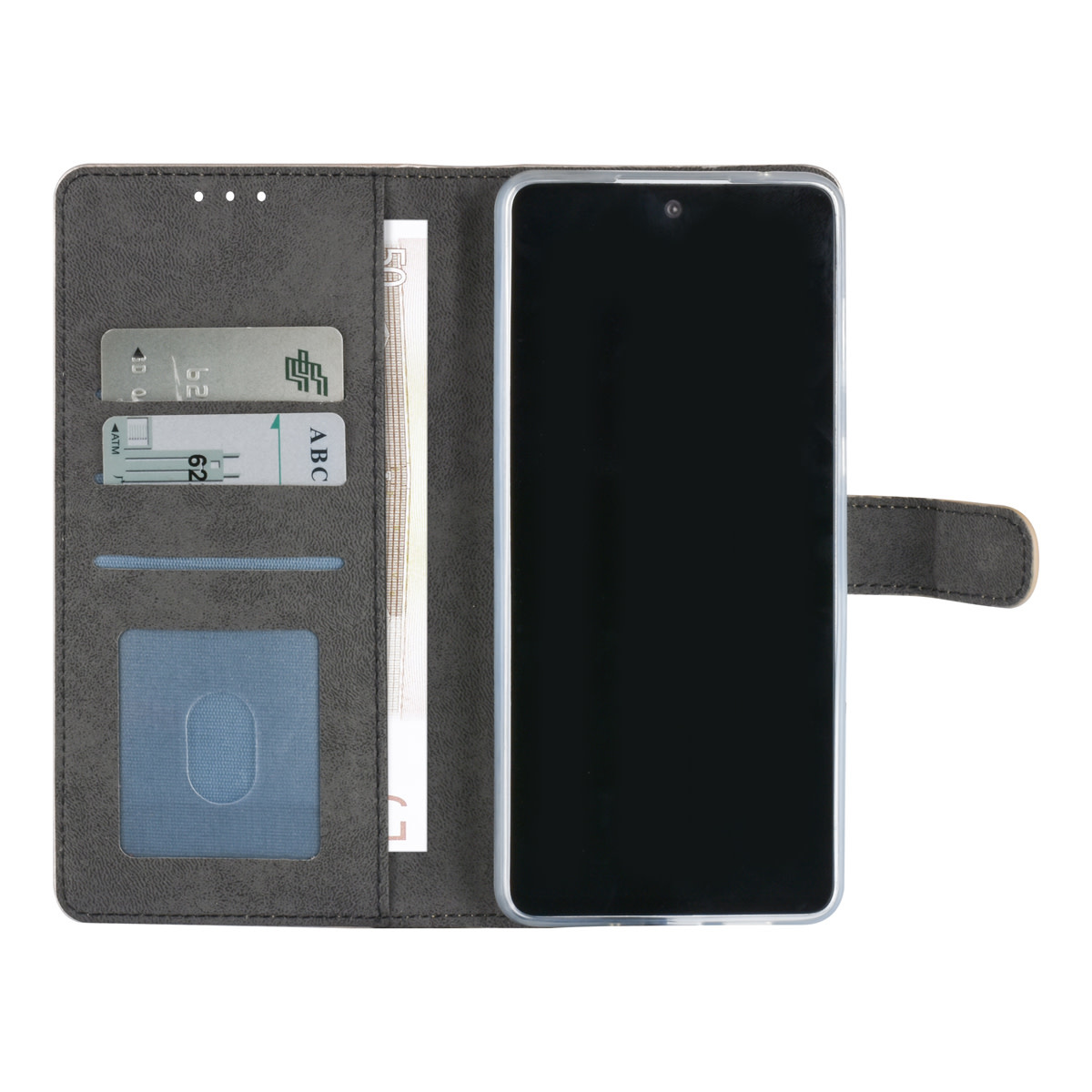 Samsung Galaxy A73 5G Book Case hoesje - Pasjeshouder voor 3 pasjes - Magneetsluiting - Goud, foto 4 van 4
