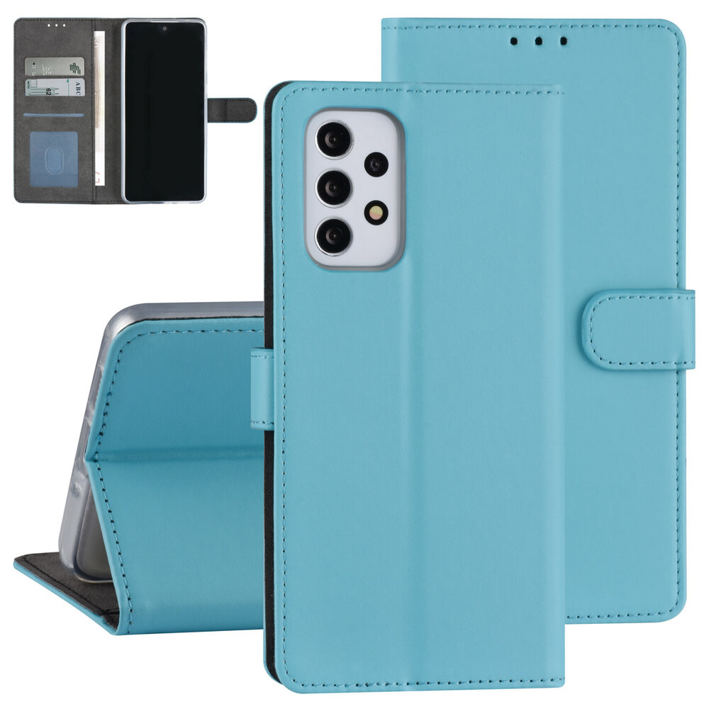 Samsung Galaxy A73 5G Case - Card holder for 3 cards - Magnetic closure - Light Blue Samsung Galaxy A73 5G Case - Card holder for 3 cards - Magnetic closure - Light Blue