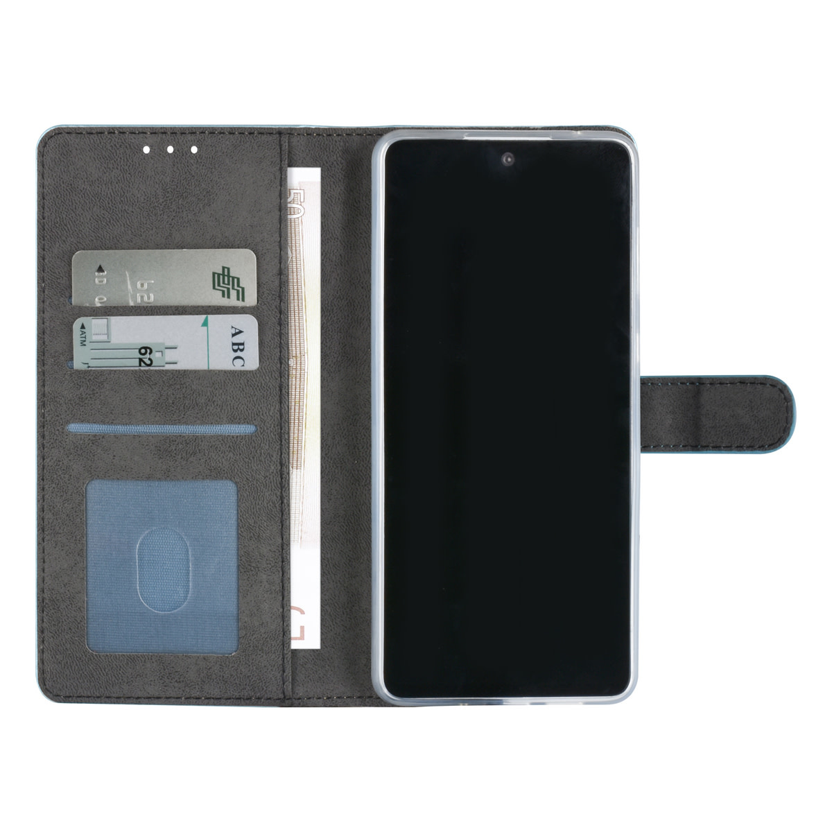 Samsung Galaxy A73 5G Book Case hoesje - Pasjeshouder voor 3 pasjes - Magneetsluiting - LichtBlauw, foto 4 van 4