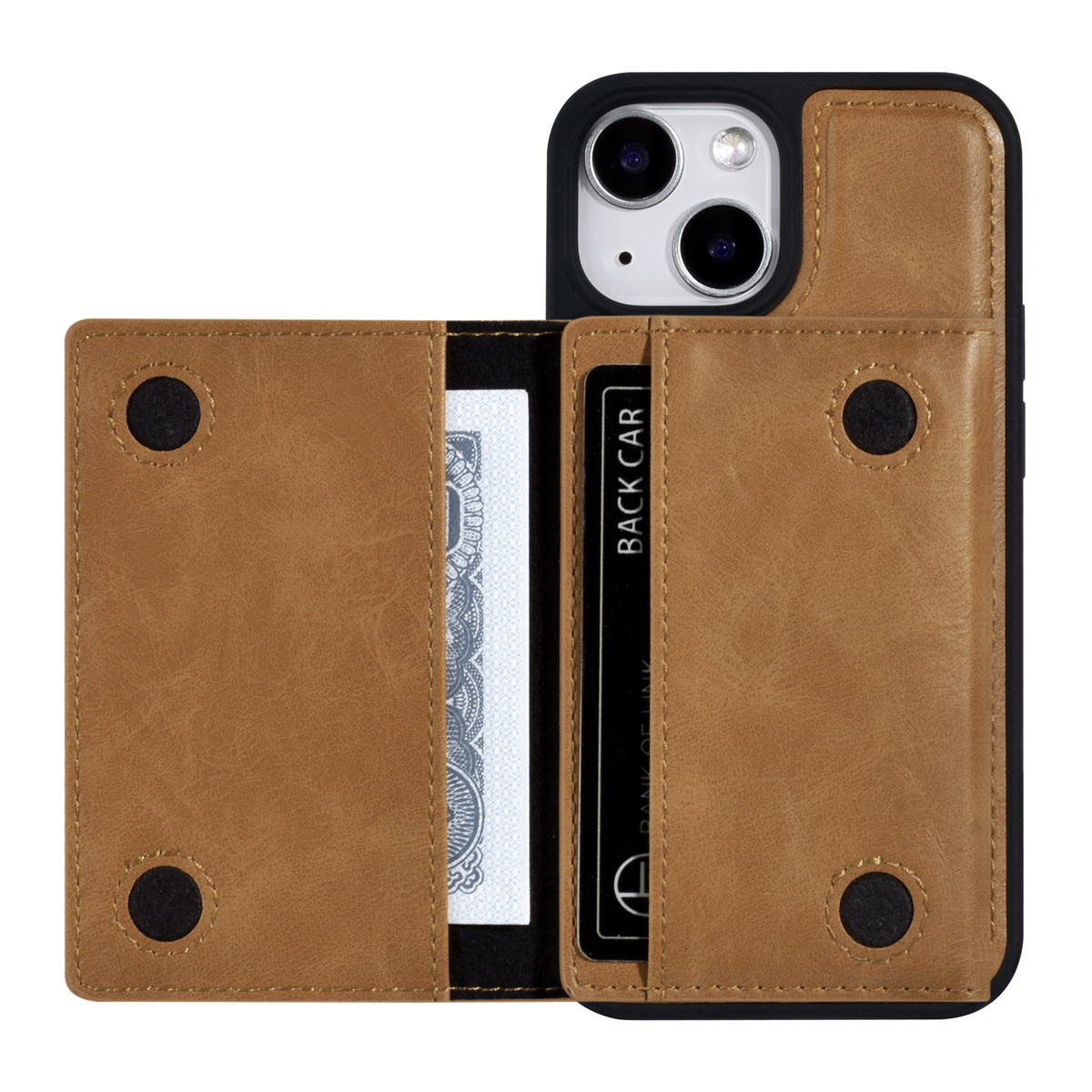 UNIQ Accessory UNIQ Accessory iPhone 13 Mini Backcover hoesje - met afneembare Pasjeshouder - LichtBruin, foto 3 van 5