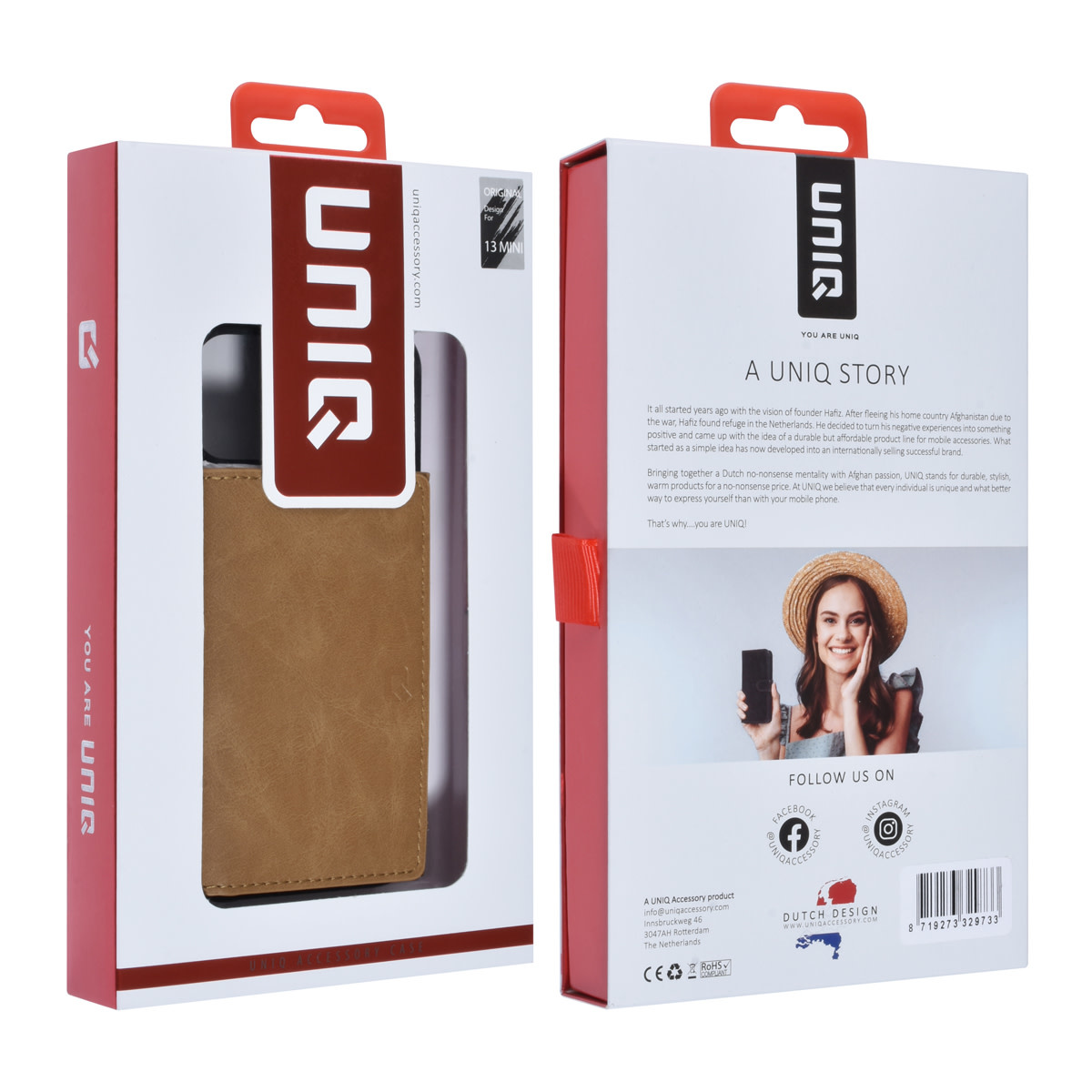 UNIQ Accessory UNIQ Accessory iPhone 13 Mini Backcover hoesje - met afneembare Pasjeshouder - LichtBruin, foto 5 van 5