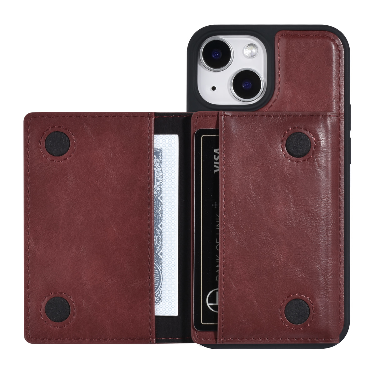 UNIQ Accessory UNIQ Accessory iPhone 13 Mini Backcover hoesje - met afneembare Pasjeshouder - Rood, foto 4 van 5