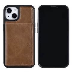 UNIQ Accessory iPhone 13 & 14 Hardcase-Ruckseite - mit abnehmbarem Kartenhalter - Dunkelbraun