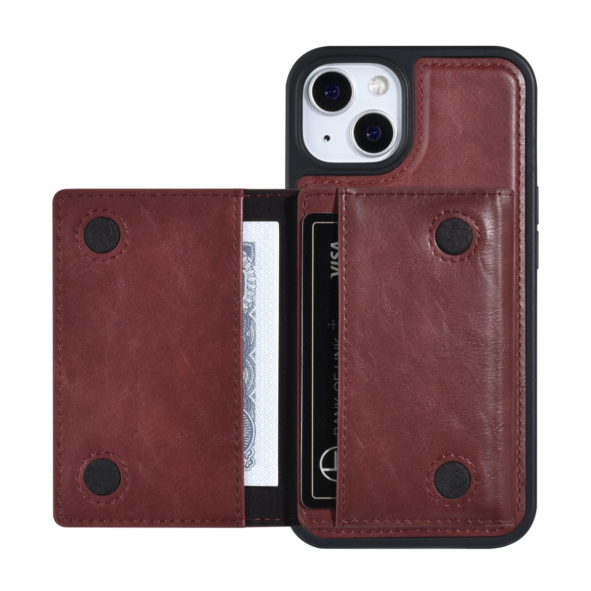 UNIQ Accessory UNIQ Accessory iPhone 13 & 14 Backcover hoesje - met afneembare Pasjeshouder - Rood, foto 4 van 5