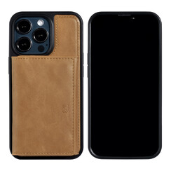 UNIQ Accessory Ã‰tui iPhone 13 Pro- avec porte-carte amovible - Brun clair