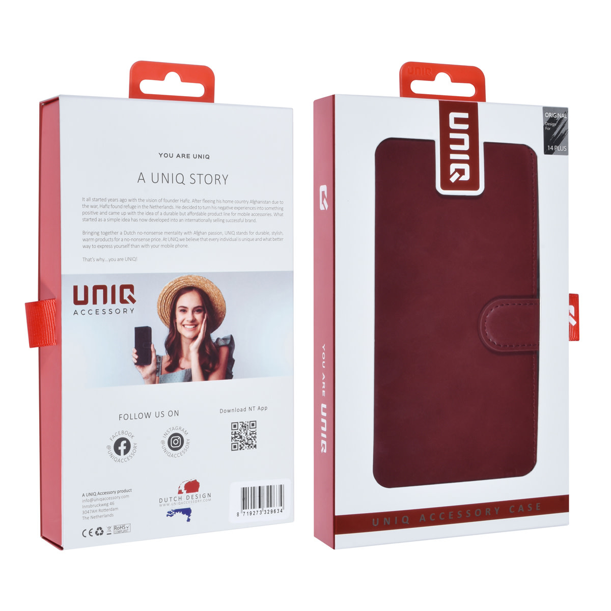 UNIQ Accessory UNIQ Accessory iPhone 14 & 15 Plus 2 in 1 Booktype en Backcover Pasjeshouder - Rood, foto 6 van 6