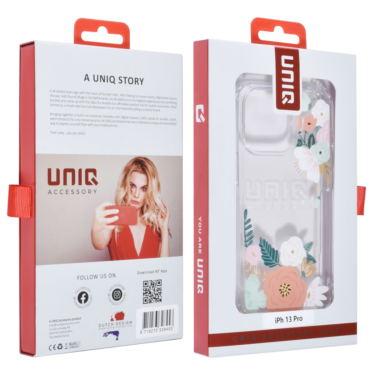 UNIQ Accessory UNIQ Accessory iPhone 13 Pro Backcover hoesje - Transparant - Floral Print 1, foto 4 van 4
