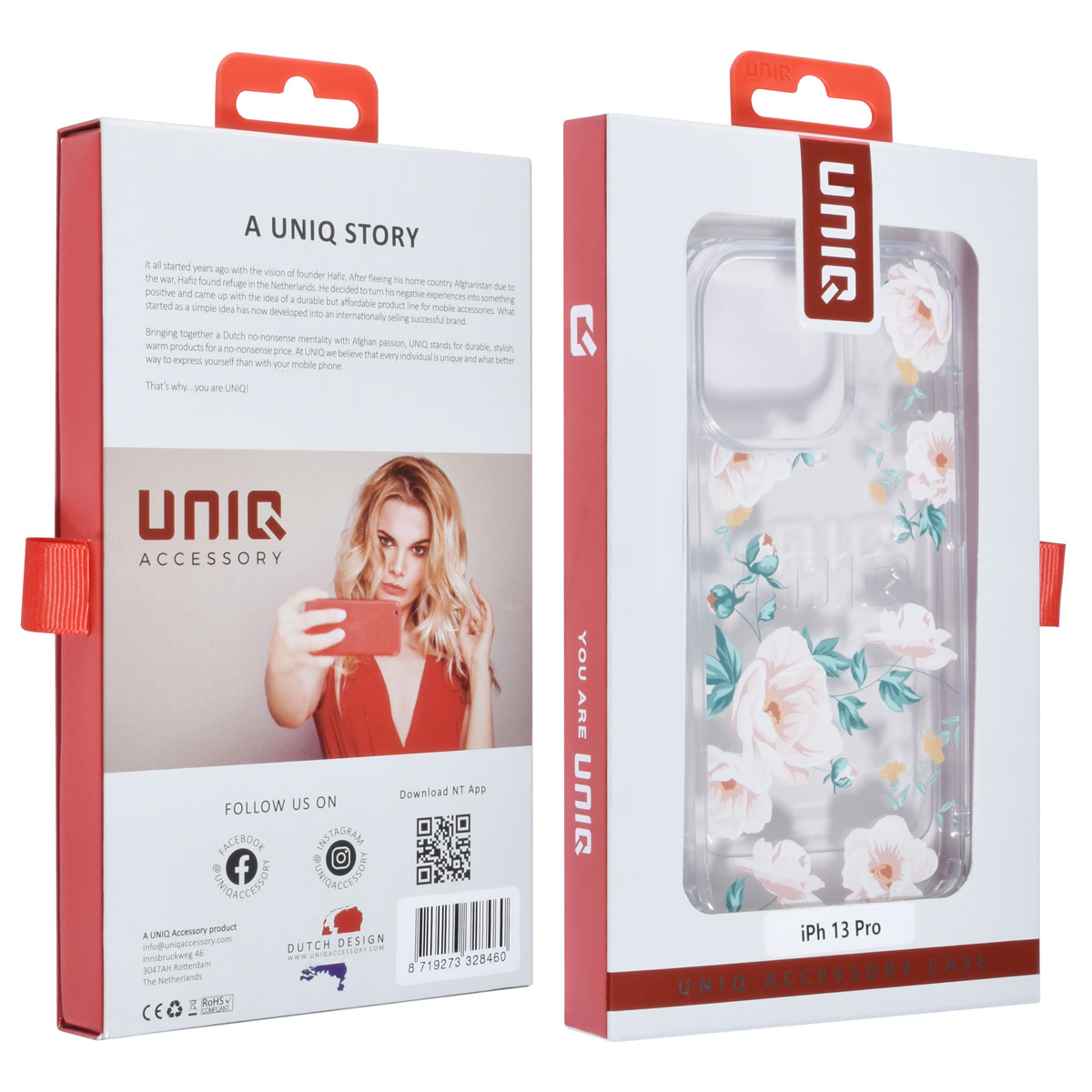 UNIQ Accessory UNIQ Accessory iPhone 13 Pro Backcover hoesje - Transparant - Floral Print 2, foto 4 van 4
