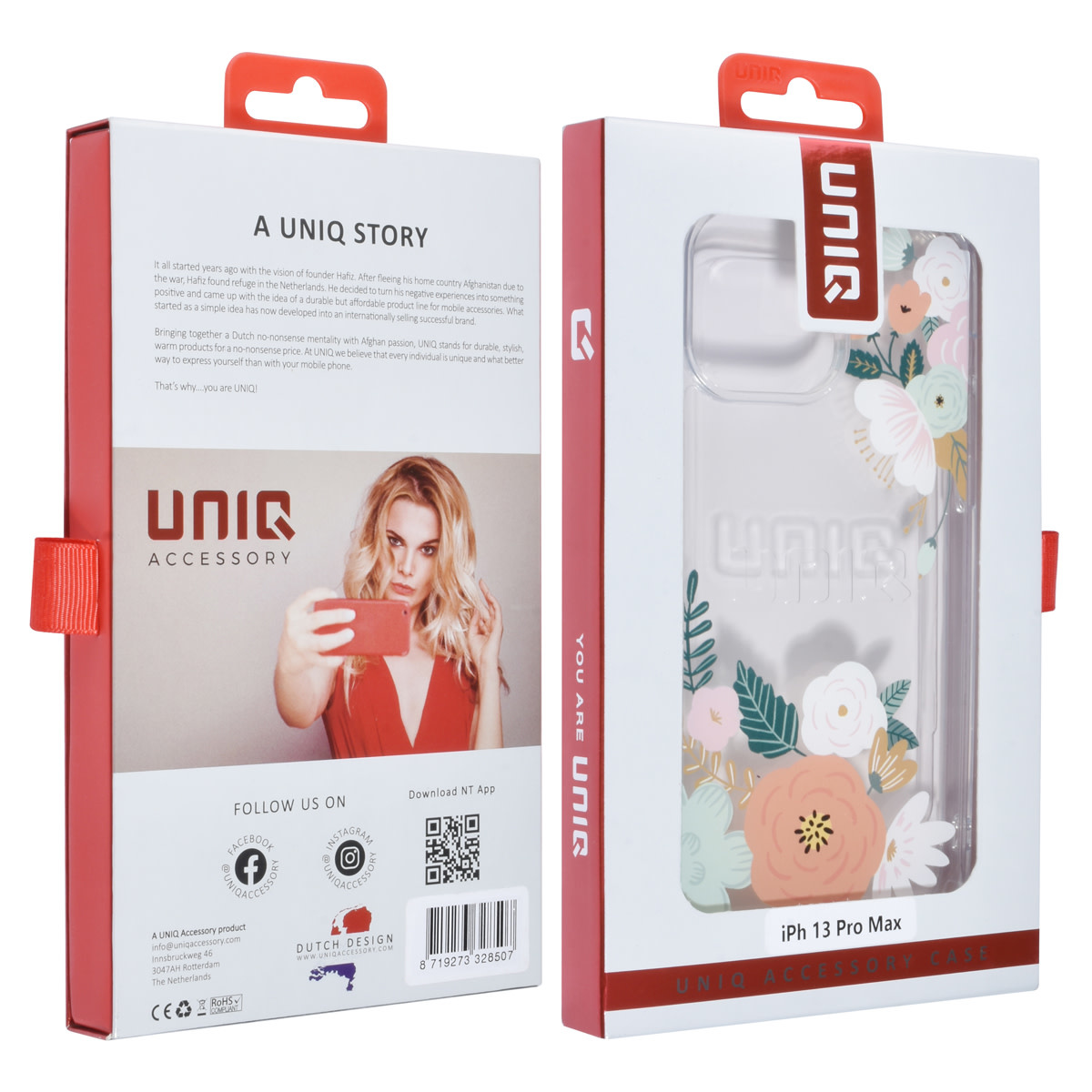 UNIQ Accessory UNIQ Accessory iPhone 13 Pro Max Backcover hoesje - Transparant - Floral Print 1, foto 4 van 4