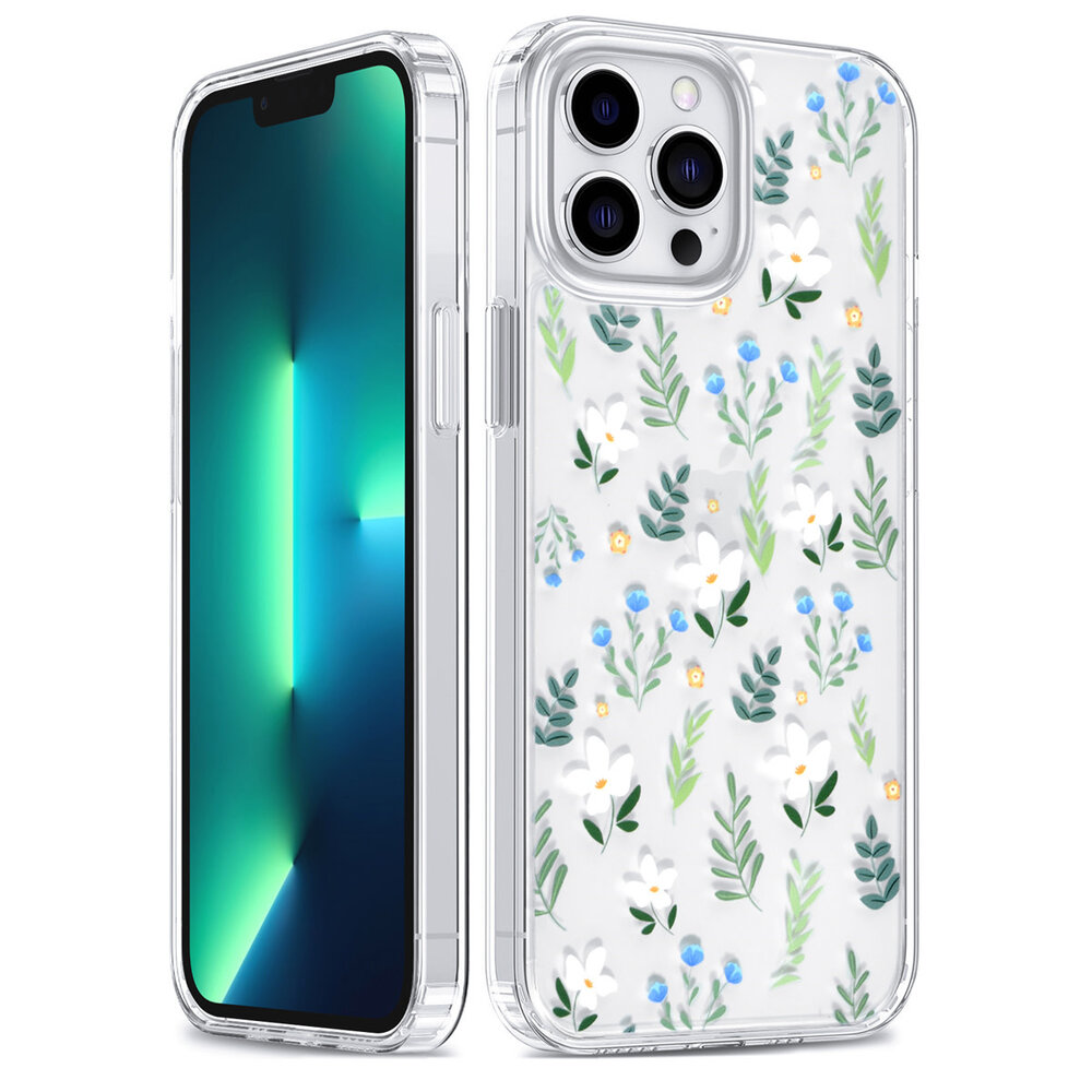 UNIQ Accessory UNIQ Accessory iPhone 13 Pro Max Backcover hoesje - Transparant - Floral Print 3 UNIQ Accessory UNIQ Accessory iPhone 13 Pro Max Backcover hoesje - Transparant - Floral Print 3