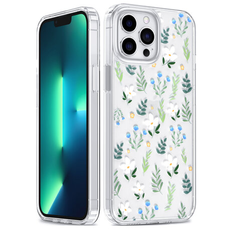 UNIQ Accessory UNIQ Accessory iPhone 13 Pro Max Backcover hoesje - Transparant - Floral Print 3 UNIQ Accessory UNIQ Accessory iPhone 13 Pro Max Backcover hoesje - Transparant - Floral Print 3