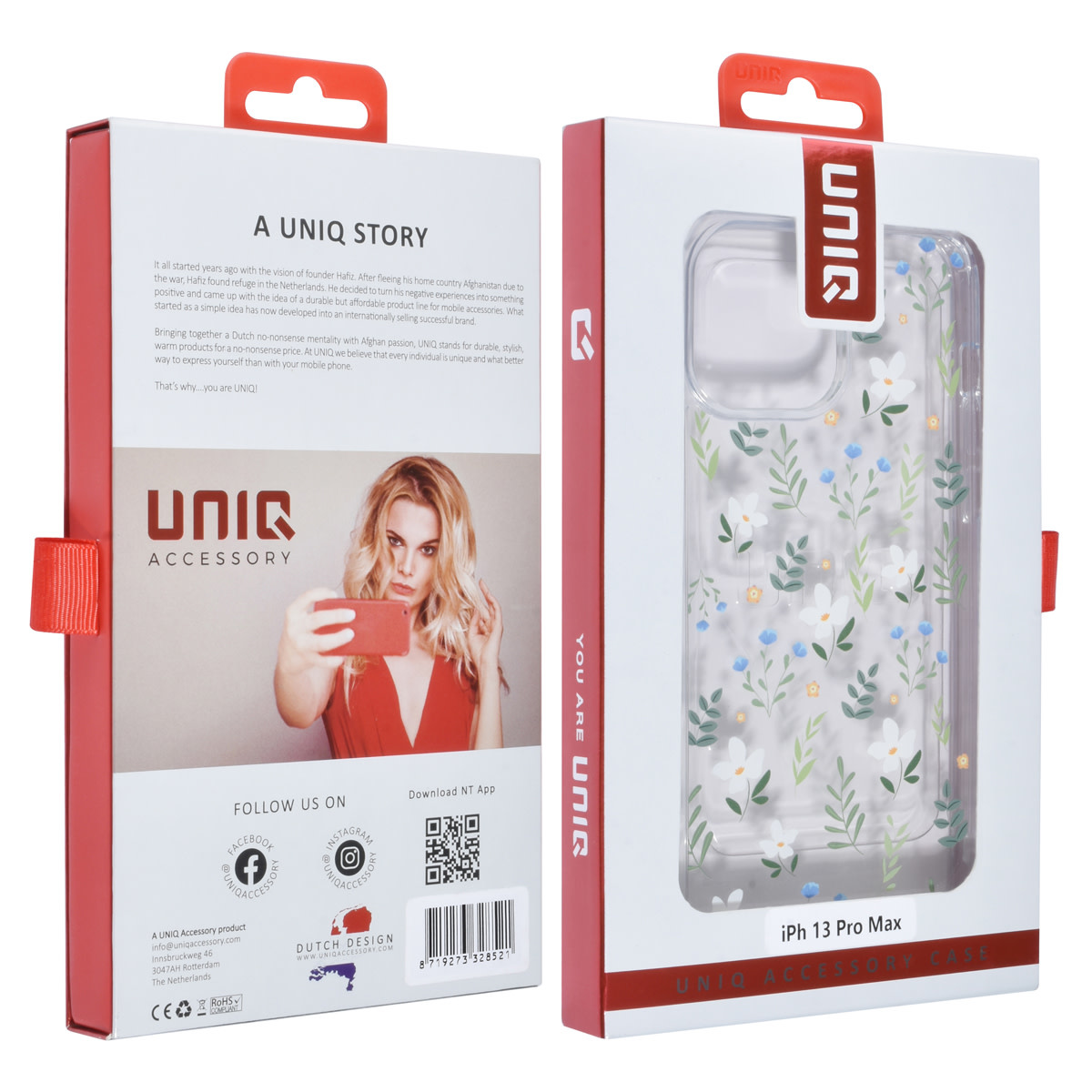 UNIQ Accessory UNIQ Accessory iPhone 13 Pro Max Backcover hoesje - Transparant - Floral Print 3, foto 4 van 4