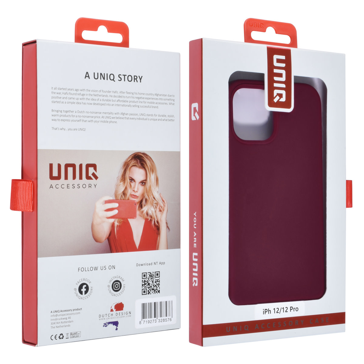 UNIQ Accessory UNIQ Accessory iPhone 12 - 12 Pro Premium Backcover hoesje - Bordeaux, foto 4 van 4