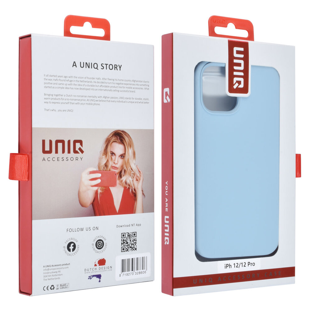 UNIQ Accessory UNIQ Accessory iPhone 12 - 12 Pro Premium Backcover hoesje - LichtBlauw UNIQ Accessory UNIQ Accessory iPhone 12 - 12 Pro Premium Backcover hoesje - LichtBlauw