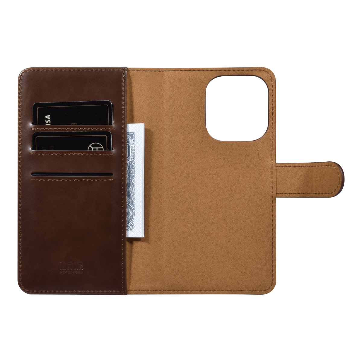 UNIQ Accessory UNIQ Accessory iPhone 13 Pro 2 in 1 Booktype en Backcover Pasjeshouder - Bruin, foto 4 van 6