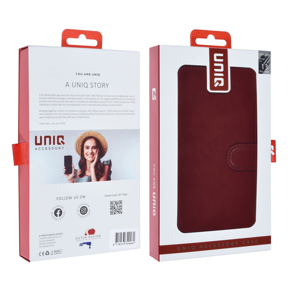 UNIQ Accessory UNIQ Accessory iPhone 13 Pro Max 2 in 1 Booktype en Backcover Pasjeshouder - Rood UNIQ Accessory UNIQ Accessory iPhone 13 Pro Max 2 in 1 Booktype en Backcover Pasjeshouder - Rood