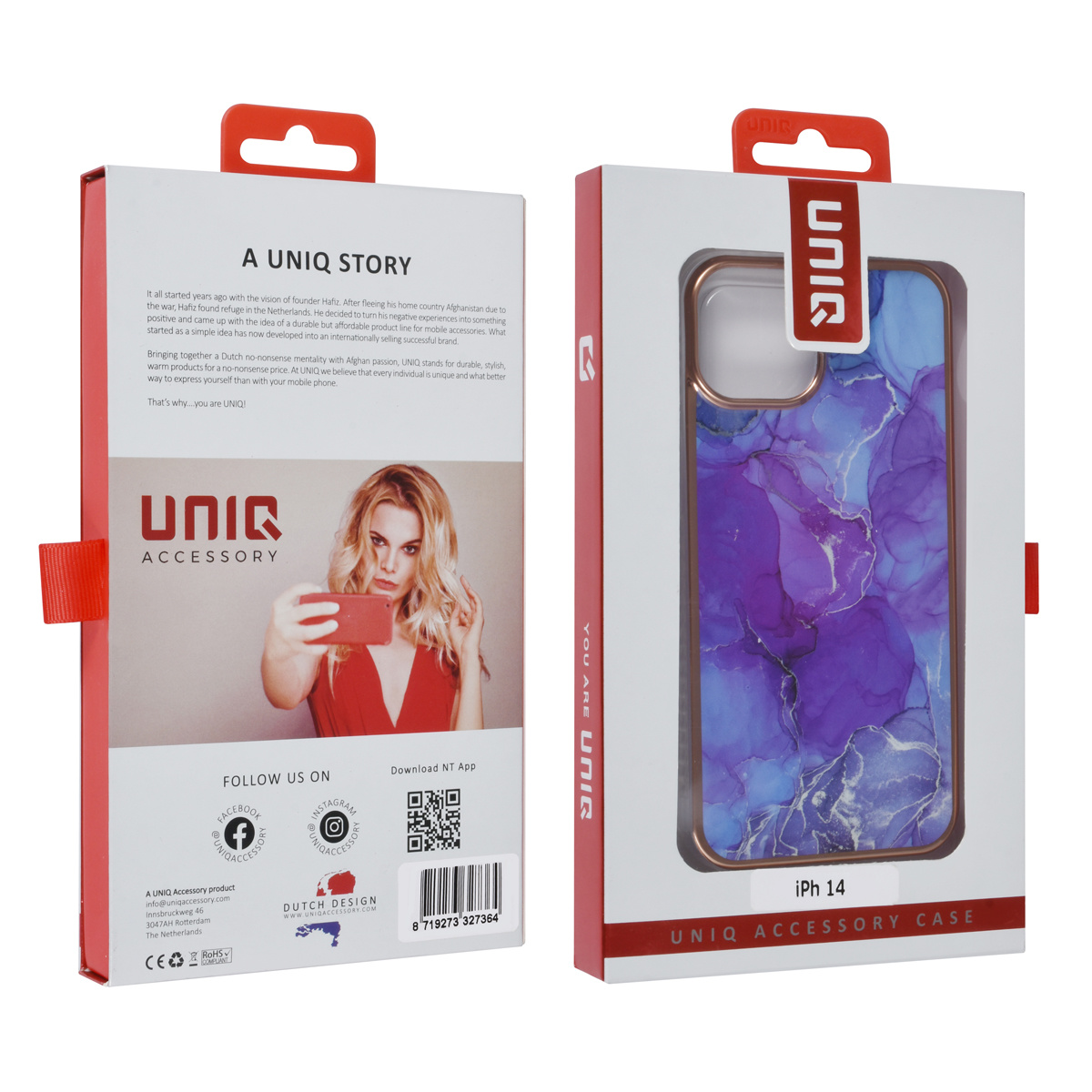UNIQ Accessory UNIQ Accessory iPhone 14 & 13 TPU Backcover - Marble Purple, foto 4 van 4