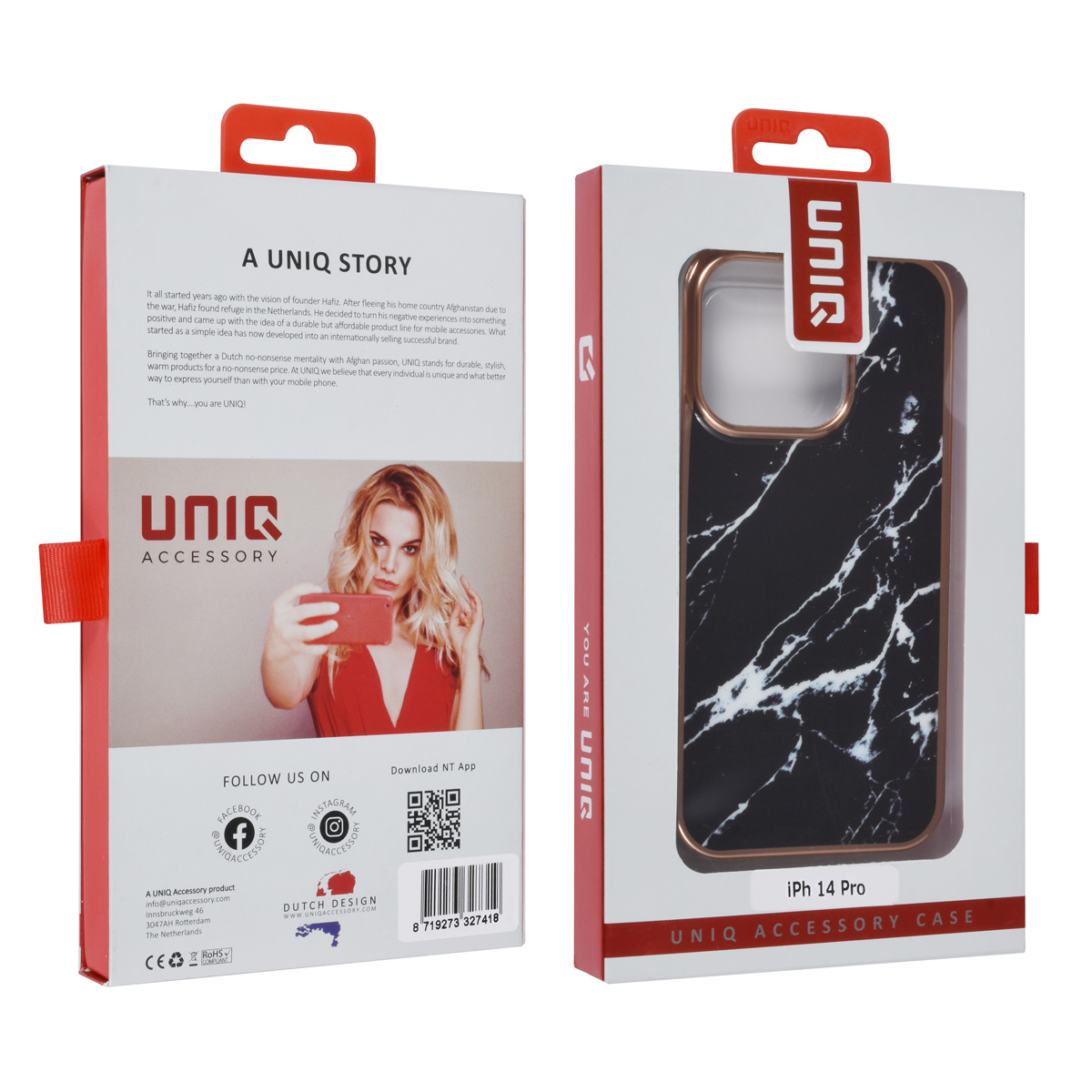 UNIQ Accessory UNIQ Accessory iPhone 14 Pro TPU Backcover - Marble Black, foto 4 van 4