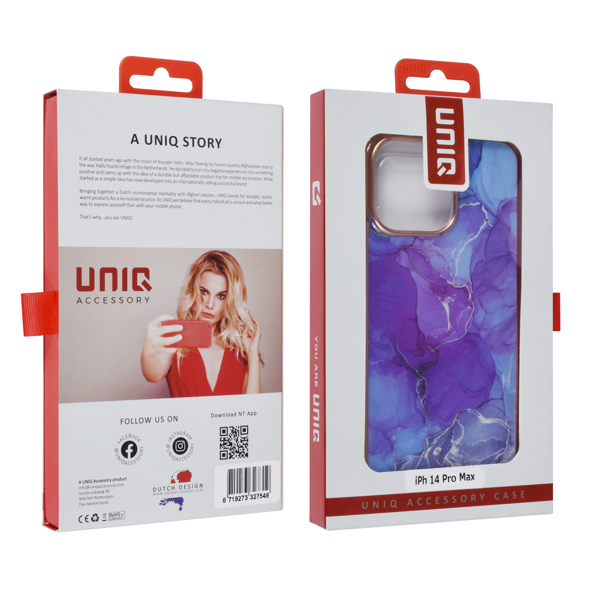 UNIQ Accessory UNIQ Accessory iPhone 14 Pro Max TPU Backcover - Marble Purple, foto 4 van 4