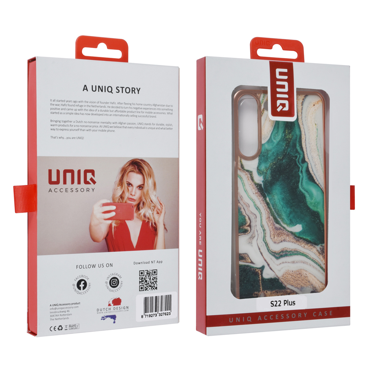 UNIQ Accessory UNIQ Accessory Galaxy S22 Plus TPU Backcover - Marble Green, foto 4 van 4