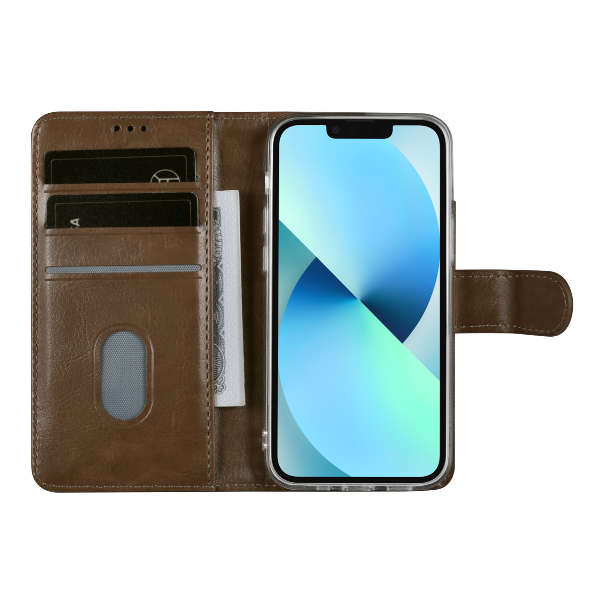 UNIQ Accessory UNIQ Accessory iPhone 13 Mini Book Case hoesje - Pasjeshouder voor 3 pasjes - Magneetsluiting - Goud, foto 4 van 5