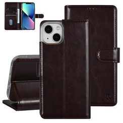UNIQ Accessory iPhone 13 & 14 Booktype Case - Card holder for 3 cards - Magnetic closure - Dark Brown