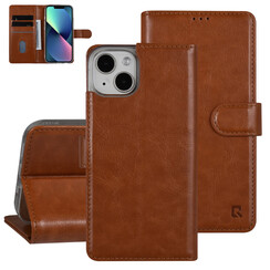 UNIQ Accessory iPhone 13 & 14 Book Case hoesje - Pasjeshouder voor 3 pasjes - Magneetsluiting - LichtBruin