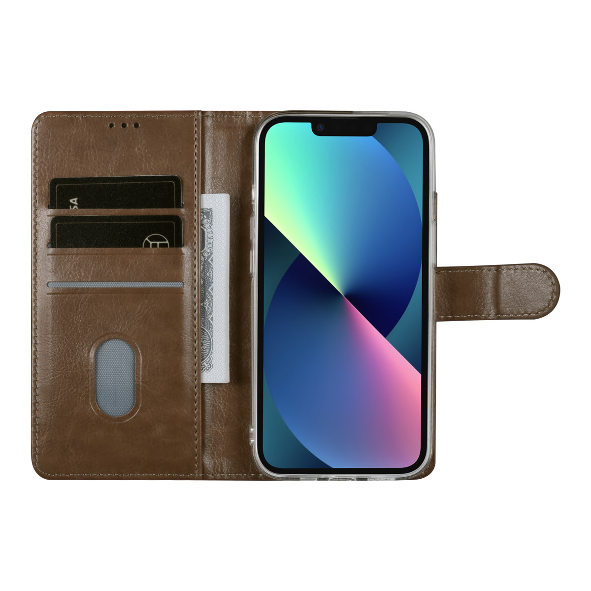 UNIQ Accessory UNIQ Accessory iPhone 13 & 14 Book Case hoesje - Pasjeshouder voor 3 pasjes - Magneetsluiting - Goud, foto 4 van 5