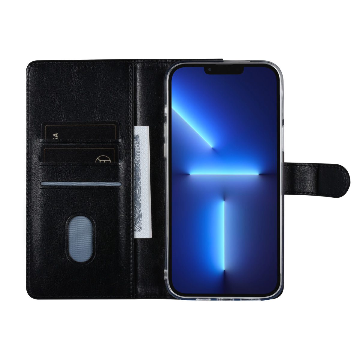 UNIQ Accessory UNIQ Accessory iPhone 13 Pro Max Book Case hoesje - Pasjeshouder voor 3 pasjes - Magneetsluiting - Zwart, foto 4 van 5