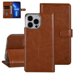 UNIQ Accessory iPhone 13 Pro Max Book Case hoesje - Pasjeshouder voor 3 pasjes - Magneetsluiting - LichtBruin