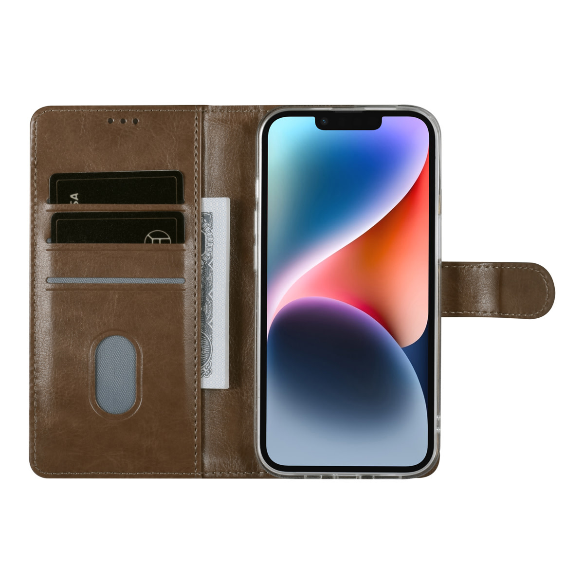 UNIQ Accessory UNIQ Accessory iPhone 14 & 13 Book Case hoesje - Pasjeshouder voor 3 pasjes - Magneetsluiting - Hanger - Goud, foto 4 van 5