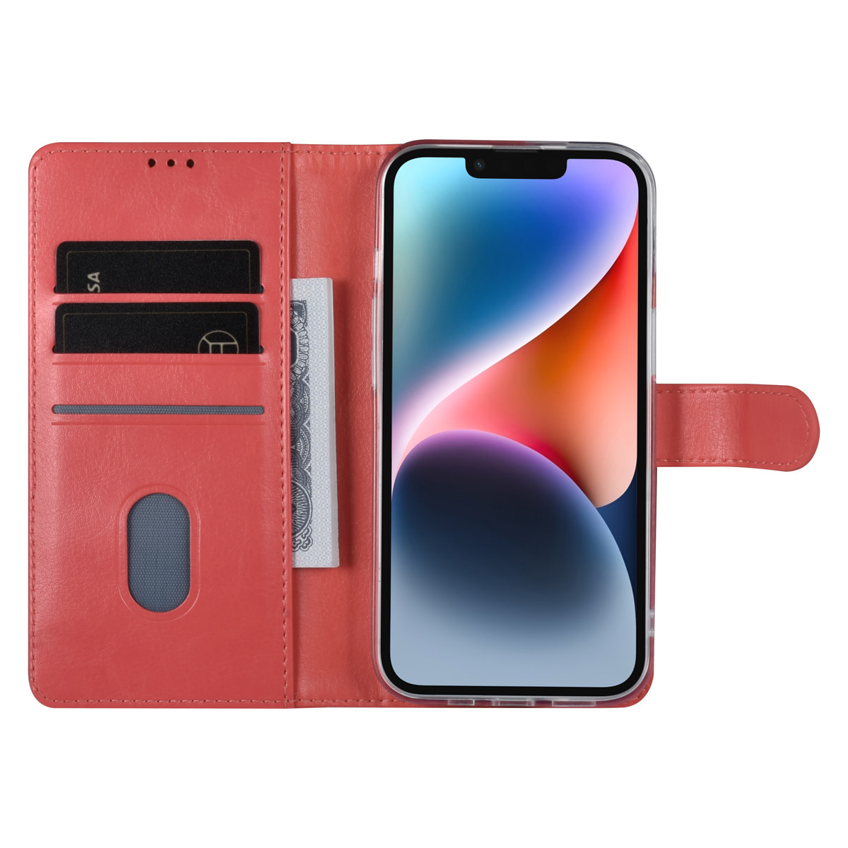 UNIQ Accessory UNIQ Accessory iPhone 14 & 13 Book Case hoesje - Pasjeshouder voor 3 pasjes - Magneetsluiting - Hanger - Roze, foto 4 van 5