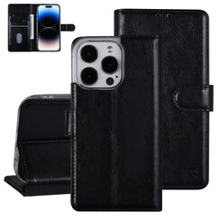 UNIQ Accessory iPhone 14 Pro Book Case hoesje - Pasjeshouder voor 3 pasjes - Hanger - Zwart