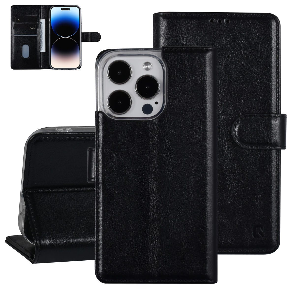 UNIQ Accessory UNIQ Accessory iPhone 14 Pro Book Case hoesje - Pasjeshouder voor 3 pasjes - Hanger - Zwart