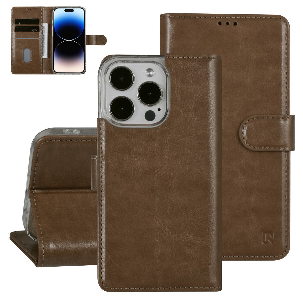 UNIQ Accessory UNIQ Accessory iPhone 14 Pro Book Case hoesje - Pasjeshouder voor 3 pasjes - Hanger - Goud