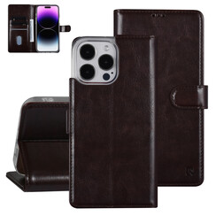 UNIQ Accessory Étui iPhone 14 Pro Max - Porte-cartes pour 3 cartes - Fermeture magnétique - Marron foncé