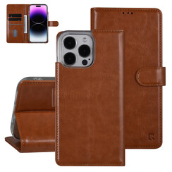 UNIQ Accessory Étui iPhone 14 Pro Max - Porte-cartes pour 3 cartes - Fermeture magnétique - Brun clair